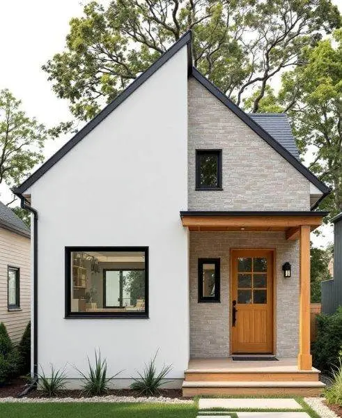 Desain Rumah Sederhana dengan Material Fasad yang Natural